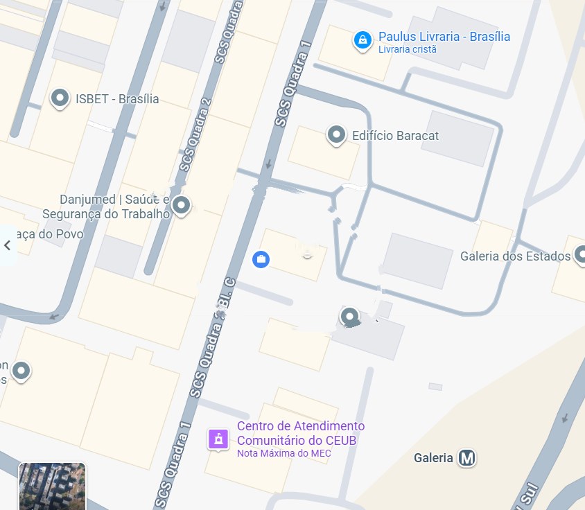 Map of Setor Comercial Sul, Block 2, marking Edifício Ceará, OA headquarters